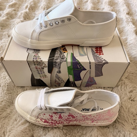 Superga 2750 Splatter Sneakers - White/Pink - Women's 9 / Men's 7.5 (NIB) - Picture 3 of 12